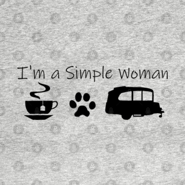 Airstream Basecamp "I'm a Simple Woman" - Tea, Cats & Basecamp T-Shirt by dinarippercreations